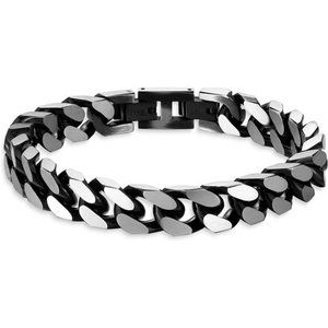 Bracelets for Men-Stainless Steel Fold Over Clasp Cuban Chain Mens Bracelet
